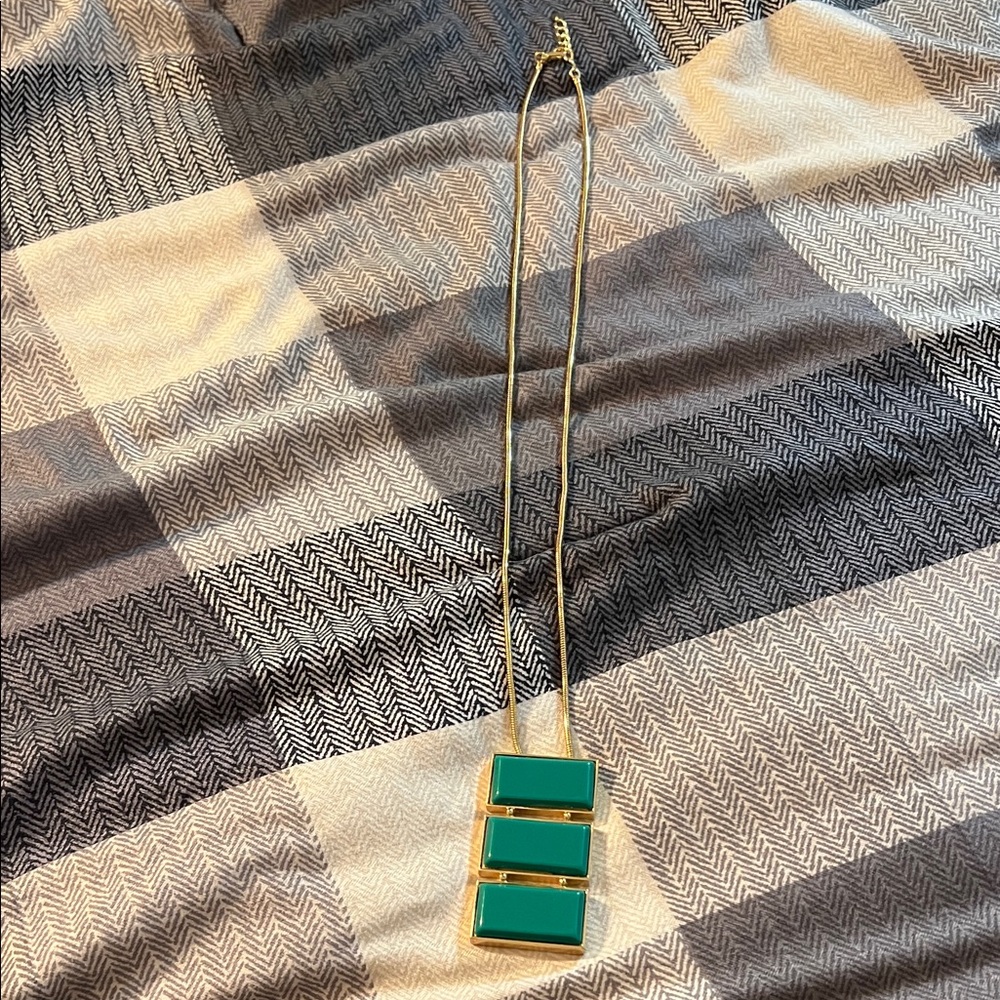 Chic Gold and Teal Triple Pendant Necklace
